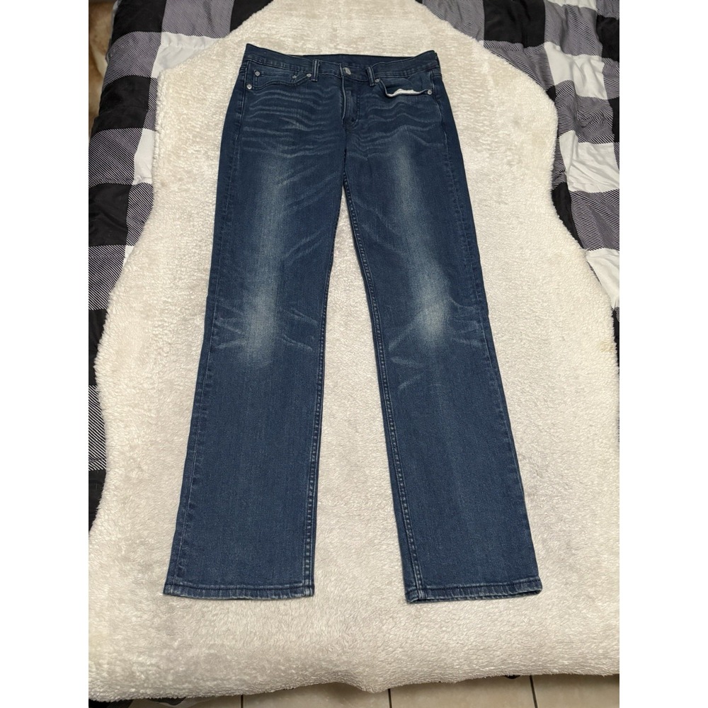 Levi's 514 Mens Size 32x34 Slim Straight Denim Blue Jeans Pants Stretch Pockets